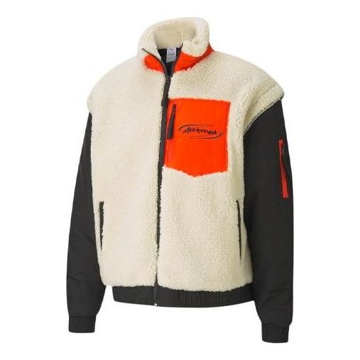 PUMA x Attempt Sherpa Fleece Jacket 'Beige Black Orange' 598257-01