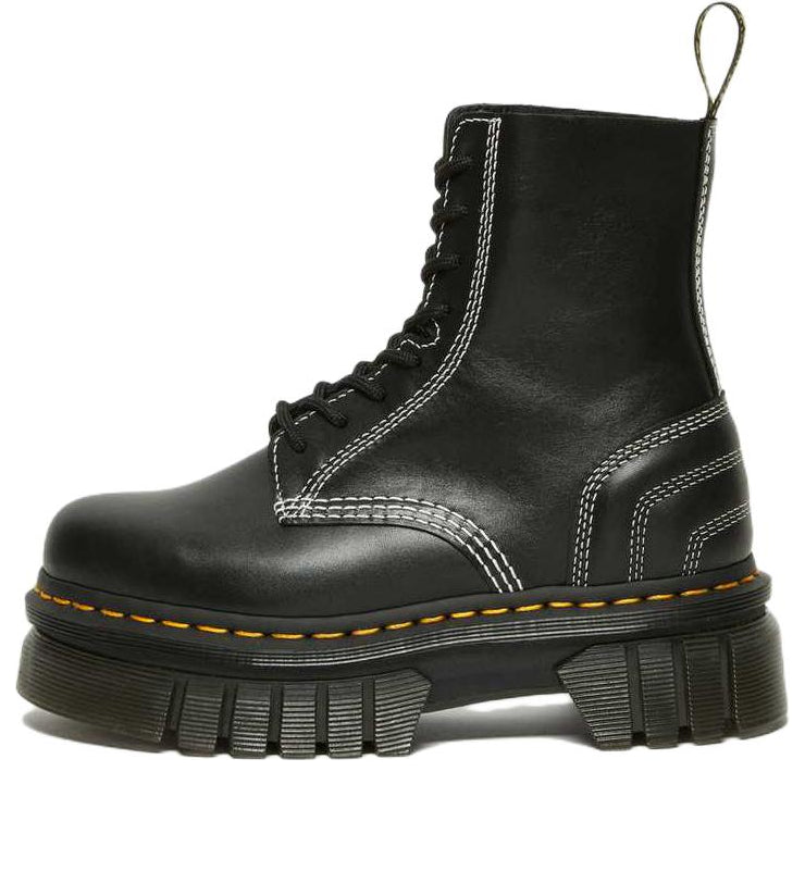 Dr. Martens Audrick 8-eye White Stitch Leather Platform Boots 'Black' 27810001