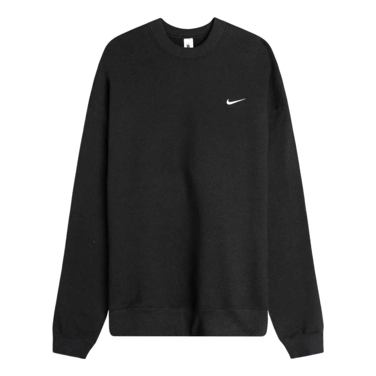 Nike Solo Swoosh Fleece Solid Color Logo Embroidered Long Sleeves Unisex Black CV0554-010