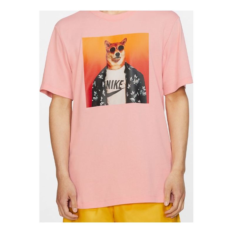 Nike Sunglasses Printing Round Neck Short Sleeve Pink Red Pinkred CT6313-697