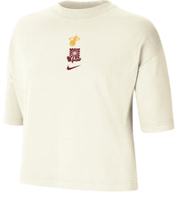 (WMNS) Nike NBA Miami Heat Courtside Boxy T-Shirt 'Beige' FV9374-901