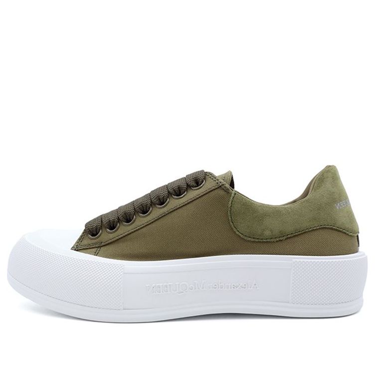 Alexander McQueen Deck Skate Plimsoll Lace Up 'Khaki Green' 654594W4PQ13227