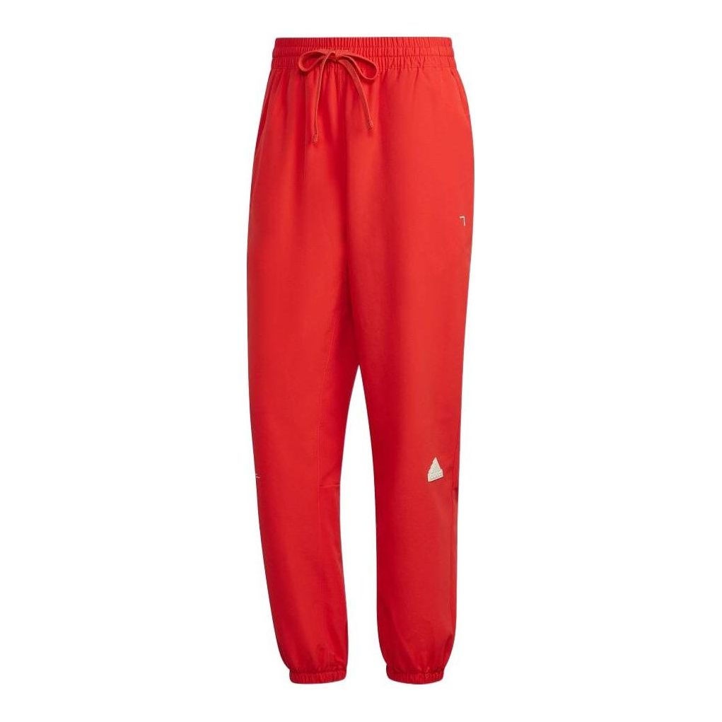Men's adidas Solid Color Logo Bundle Feet Casual Sports Pants/Trousers/Joggers Autumn Red HG2068