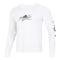 Men's Nike Sleeve Side Flowers Logo Printing Round Neck Long Sleeves White DQ7387-100