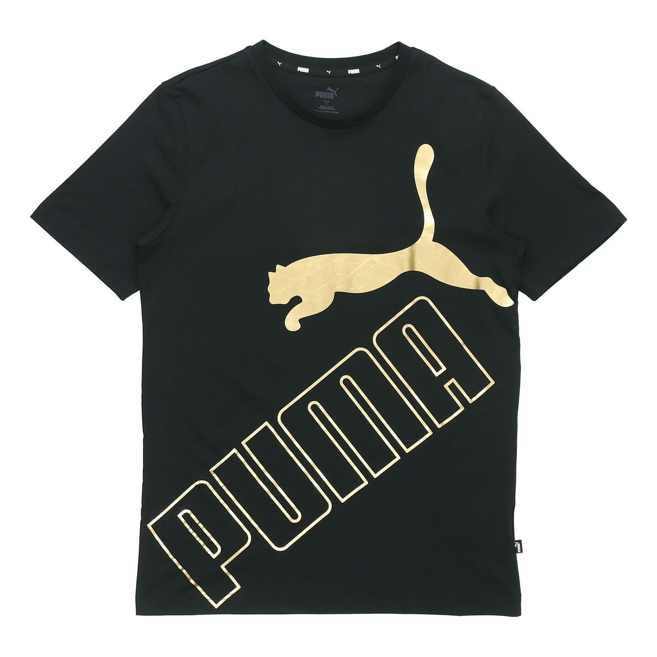 PUMA Big Logo Printed Short Sleeve TEE Black/Gold 586464-60