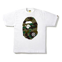 A Bathing Ape Green Camouflage Ape Head Tee 'White' BAPE-SS18-008