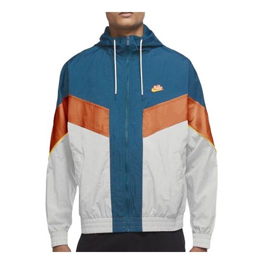 Nike Woven Contrasting Colors Athleisure Casual Sports Hooded Jacket Blue White Orange Colorblock DC0502-301