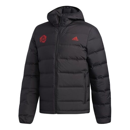 adidas Casual Printing hooded Stay Warm Windproof Sports Down Jacket Black EI9714