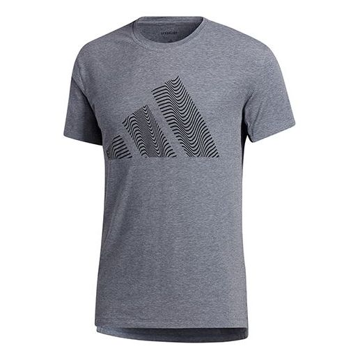 adidas Three-Bar Tee logo Applique Short-sleeve Tee Men Blue GR7071