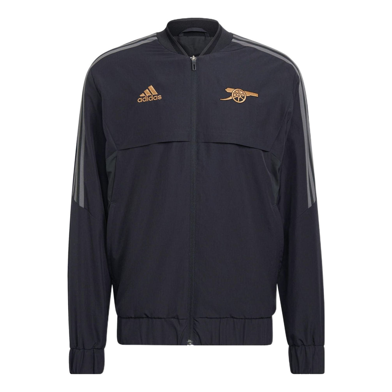 Men's adidas Shoulder Classic Design Logo Embroidered Zipper Sports Jacket Black HA5264