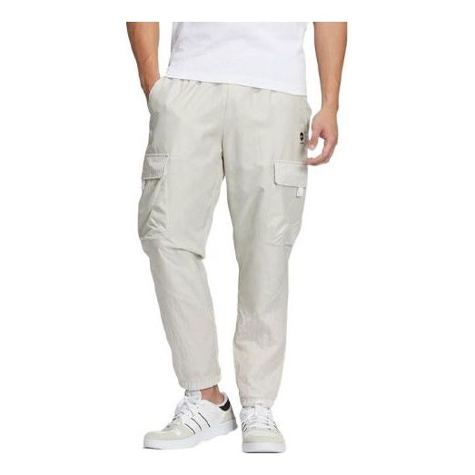 Men's adidas neo Solid Color Multiple Pockets Woven Bundle Feet Sports Pants/Trousers/Joggers Bauxite Brown HM7429