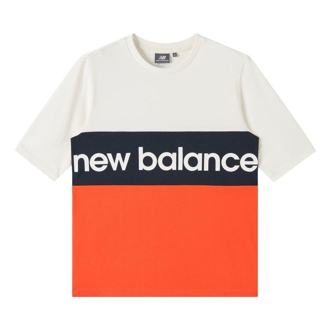 New Balance Logo Printed Colorblock Tee 'White Orange Black' NE92S023-IV