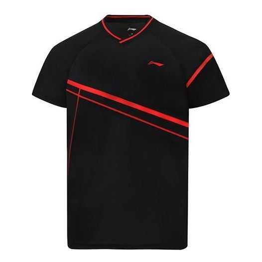 Li-Ning Badminton Series Breathable Training Sports Short Sleeve Couple Style 'Black' AAYS053-3