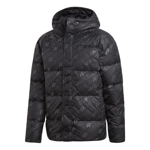 adidas originals H Jacket Down Reflective Printing protection against cold Stay Warm hooded down Jacket Black ED5841