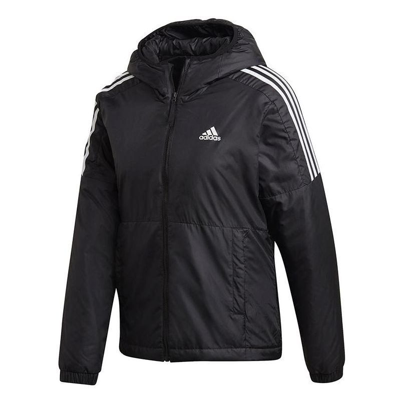 (WMNS) adidas Essentials Insulated Hooded Jacket Asia Sizing 'Black White' GH4598