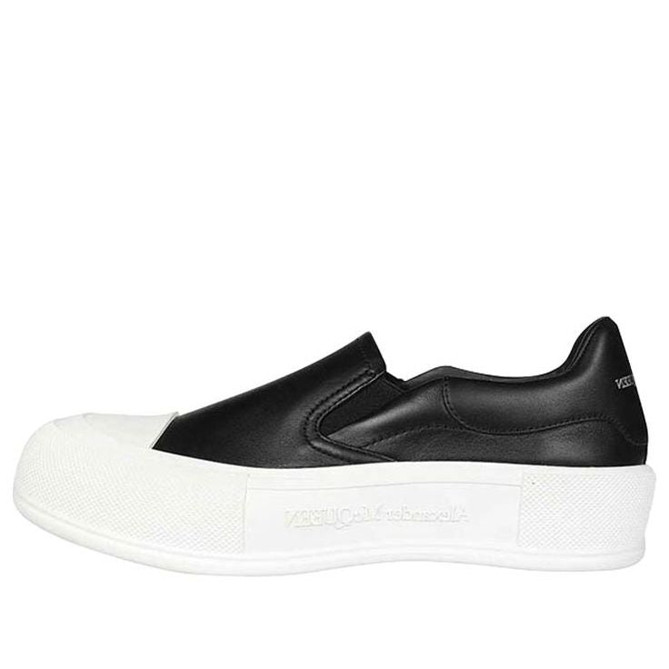 (WMNS) Alexander McQueen Deck Skate Plimsoll 'Black White' 654592WHZT81070