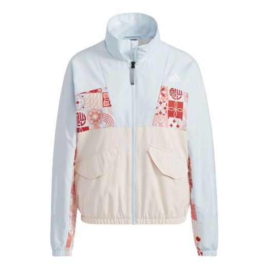 (WMNS) adidas CNY Tracktop Colorblock Sports Jacket Light Sky Blue HC2800