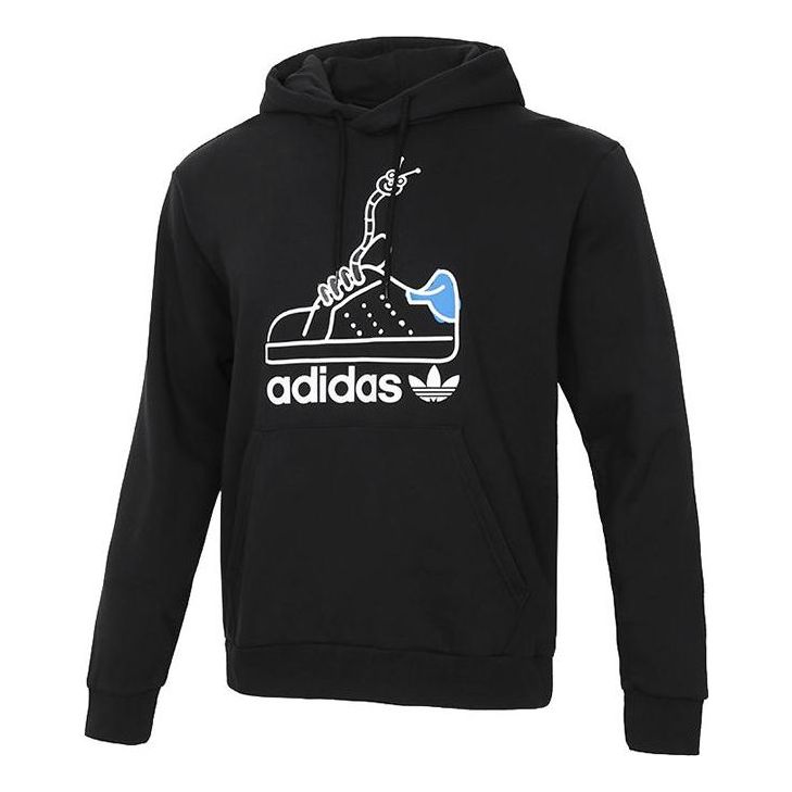 adidas originals Worm Casual Sports hooded Printing Pullover Black GN2159