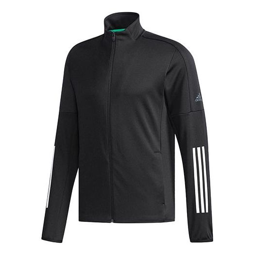 adidas Tennis Sports Stripe Logo Printing Stand Collar Jacket Black CF7970