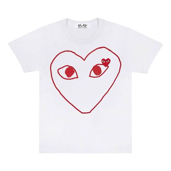 COMME des GARCONS PLAY Outline Heart T-Shirt 'White' AZ-T100-051-1