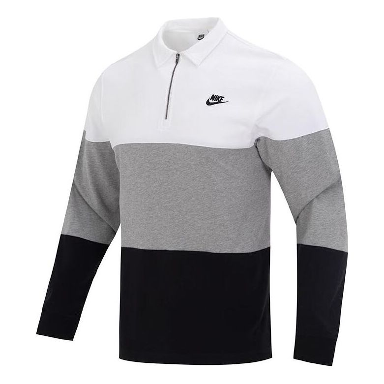 Nike Club Knit CB Long-Sleeve Top 'White Grey Black' FB7798-100