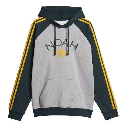 Men's adidas originals x NOAH Crossover 3-stripes Logo Printing Colorblock Pullover Green HC4305
