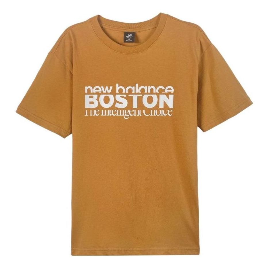 New Balance Boston Print Tee 'Orange White' AMT23308-RIL