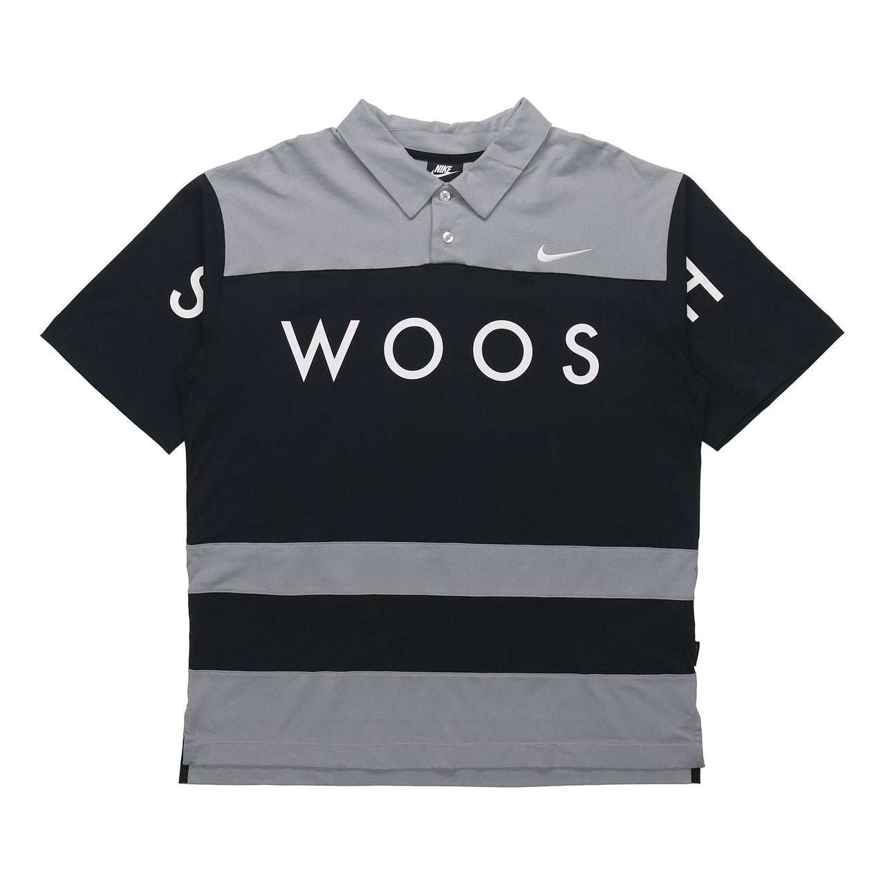 Nike Sportswear Swoosh Logo Printing Contrasting Colors Loose Polo Shirt Black DJ5370-010
