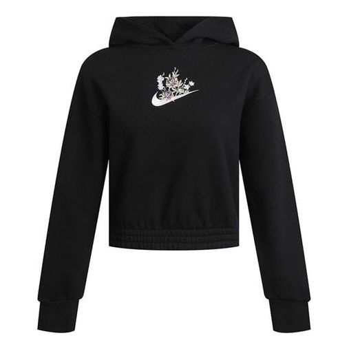 (WMNS) Nike Fleece Graphic Hoodie 'Black' DH1375-010