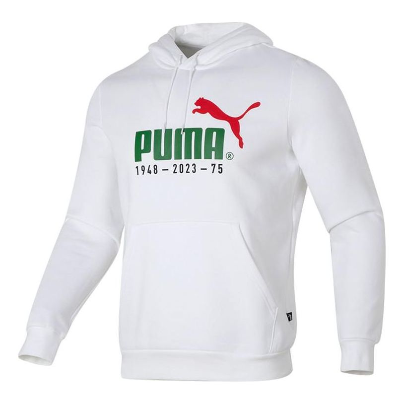 PUMA Logo Printed Casual Hoodie 'White Green Red' 678413-02