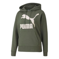 (WMNS) PUMA Classics Logo Hoodie 'Olive Green White' 599197-64