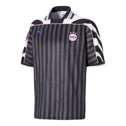PUMA X KS JERSEY Stripe Splicing Short Sleeve polo Black 598466-01