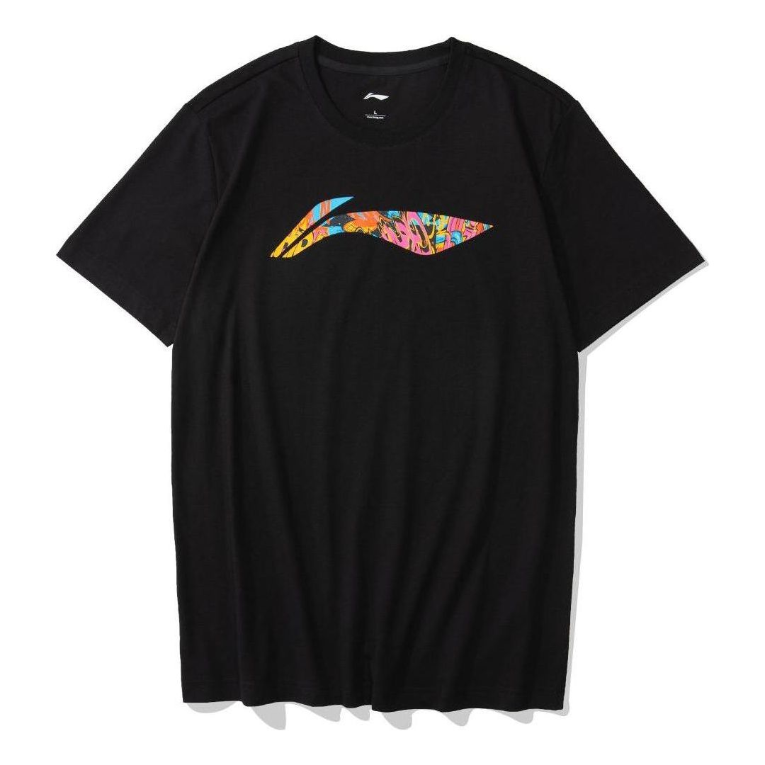 Li-Ning Big Graphic Loose Fit T-shirt 'Black Multi' AHSR693-1