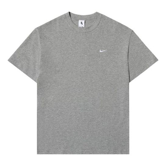 Nike Solo Swoosh Small Label Logo Solid Color Sports Round Neck Short Sleeve Gray CV0559-063