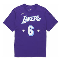 Nike City Edition Alphabet T-Shirt Lakers Lebron James No. 6 Asia Sizing 'Court Purple' DA7385-551