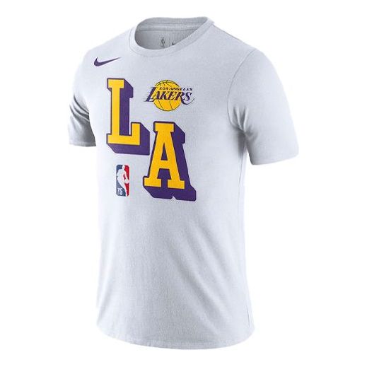 Nike NBA Dri-FIT Los Angeles Lakers Basketball Sports Round Neck Short Sleeve White DA6090-100