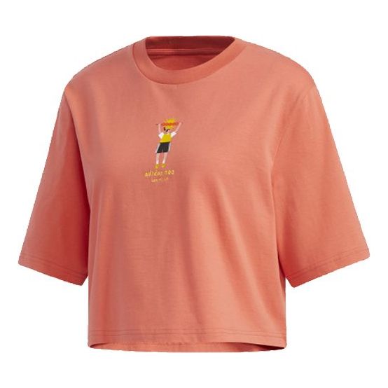 (WMNS) adidas neo Casual Sports Short Sleeve Red GP8573