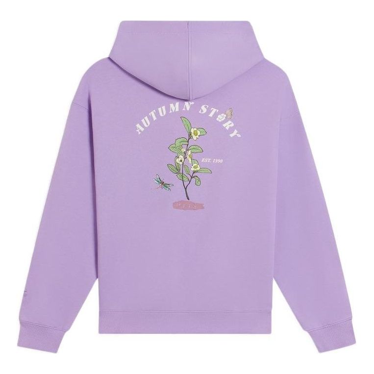 (WMNS) Li-Ning Floral Embroidered Logo Hoodie 'Purple' AWDS920-2