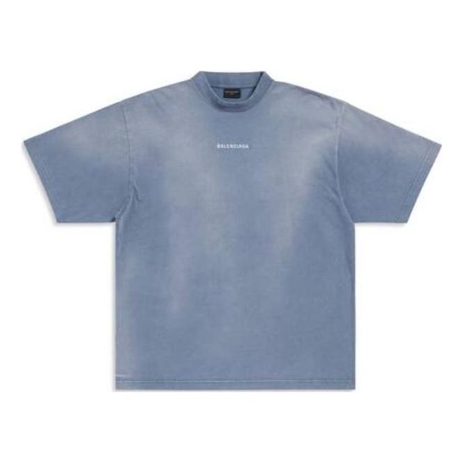 Balenciaga Back T-shirt Medium Fit 'Blue White' 764235TPVK14313