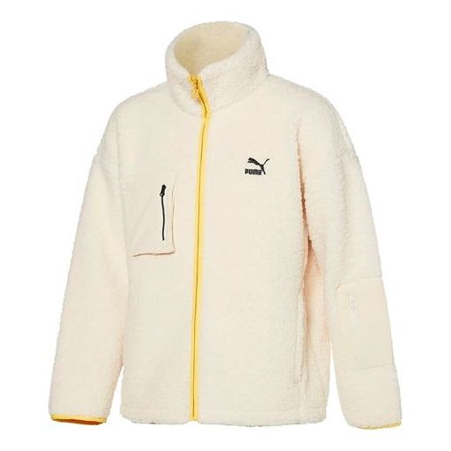 PUMA Unisex Embroidery Logo Stand-up Collar Jacket White 929820-01