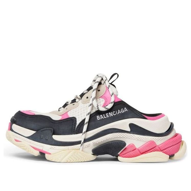 (WMNS) Balenciaga Triple S Mules 'White Pink and Black Double Foam and Mesh' 755686W3SM15671