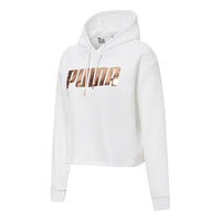 (WMNS) PUMA Metallic Logo Hoodie 'White Gold' 586356-02