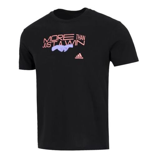 Men's adidas Minimalistic Alphabet Athleisure Casual Sports Round Neck Short Sleeve Black T-Shirt HA4072