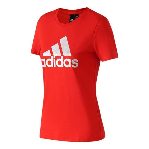 (WMNS) adidas Foil Sports Stylish Round Neck Short Sleeve Red DW5722