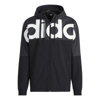 adidas Large Logo Contrast Color Stitching Athleisure Casual Sports Hooded Jacket Black HD4700