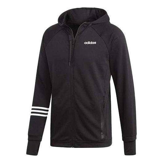 adidas Sports Training Knit Hooded Jacket Black DT8994