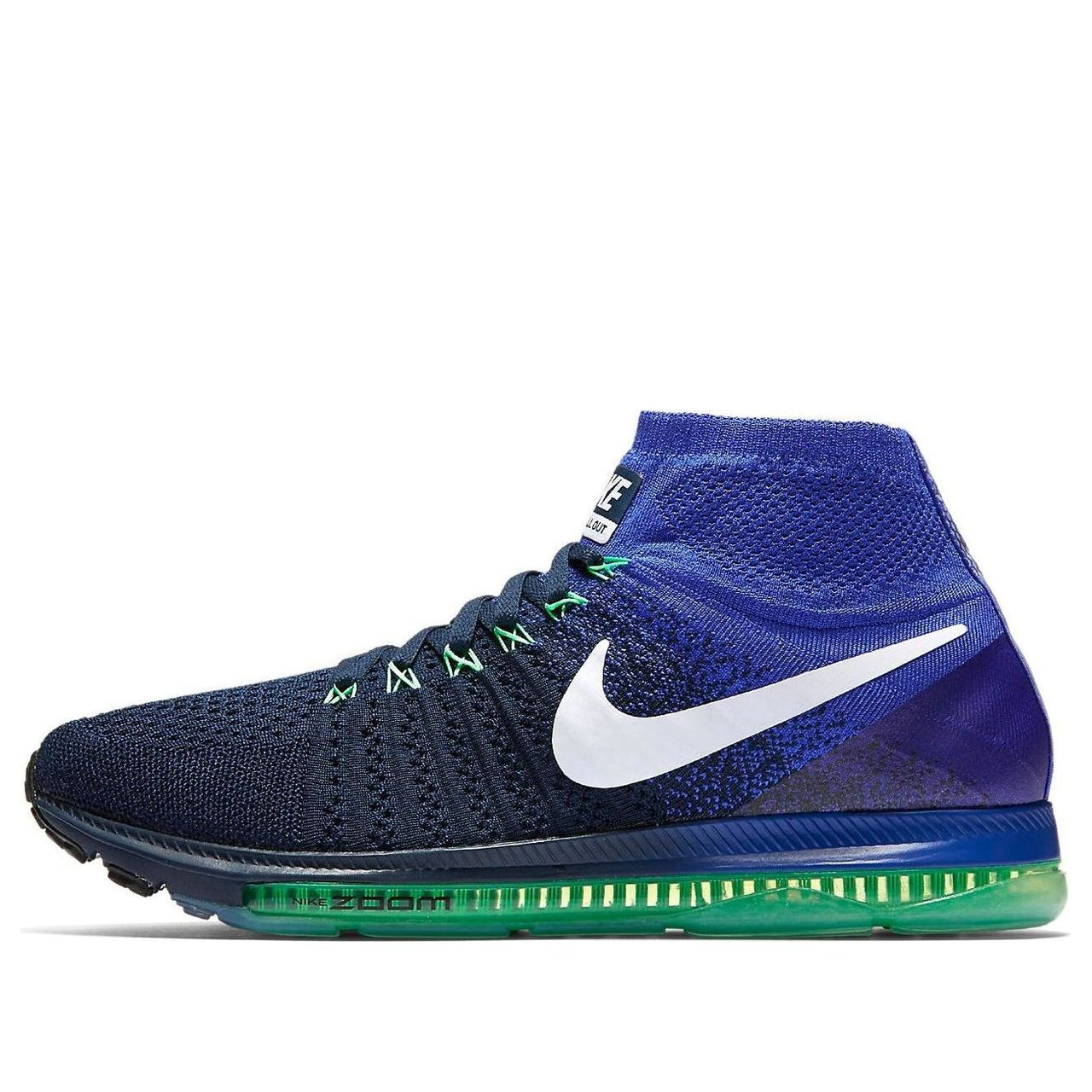 Nike All Out Flyknit 'College Navy White Black Electro Green' 844134-404