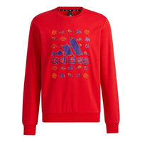 Men's adidas Cny Gfx Swt Un Logo Printing Round Neck Pullover Sports Red GQ8839