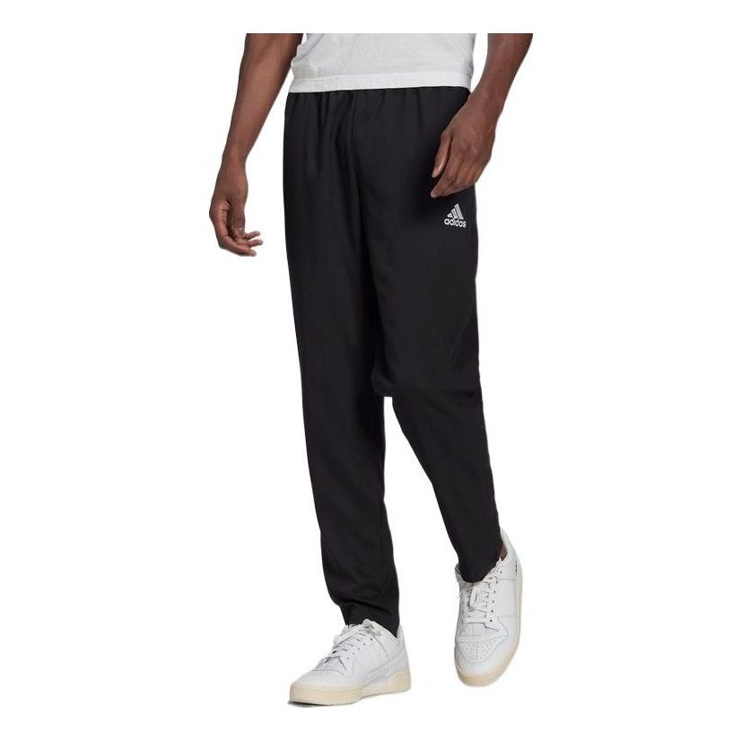 Men's adidas SS22 Solid Color Zipper Pants Elastic Waistband Sports Pants/Trousers/Joggers Black H57533