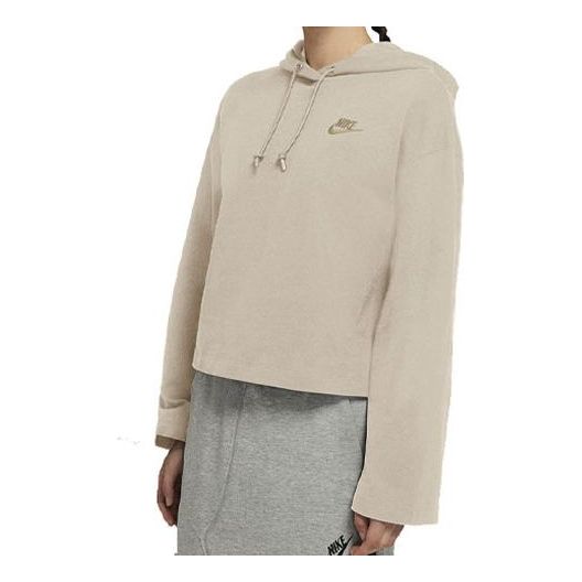 (WMNS) Nike Embroidered Logo Loose Casual Short Knit Hoodie Yellow CJ3741-140